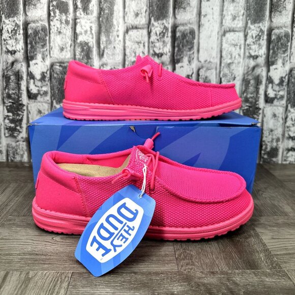 Hey Dude Shoes - Hey Dude Funk Mono Women size 8 40065-6QQ Electric Pink Slip On Canvas l…